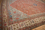Stepped powder blue spandrel and ivory border detail on a collector antique Bakshaish carpet.