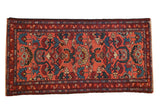 Vintage Persian Mehreban runner, dark blush field of large floral blossoms, 2'8