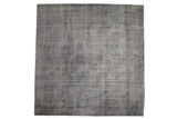 Distressed vintage Turkish Sparta rug with aged texture, subtle ivory and pale blue-silver tones.