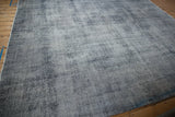 Distressed pile texture showing pale navy and dusty denim blue with oxidized silver.