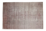 Distressed vintage Sparta carpet, faded raspberry and ivory allover vinery, 8'1