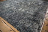 Vintage Sparta rug's textured pile, with wear to foundation in dusty teal and oxidized silver.