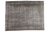 Vintage overdyed Persian Meshed carpet, faded oxidized silver and ivory medallion.