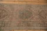 Distressed Serab runner close-up: geometric medallions, pawn motif, with faded aqua and pink.