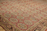 Distressed elephant footprint medallions in dusty rose and gold with a dark brown border.