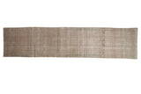 Distressed vintage Hamadan runner with a faded Herati pattern in silver, platinum, and pale blue.