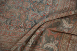 Distressed Mahal carpet texture with mahi-mahi Herati design and palmette border in faded tones.