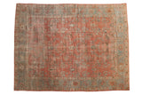 Vintage Distressed Mahal carpet featuring faded dusty red and powder blue allover florals.