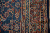 Vintage Mahal rug with intricate terracotta borders and mahi-mahi Herati field.