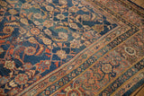 Corner of a vintage Mahal carpet, intricate borders, mahi-mahi Herati design with abrashes.