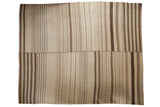 Vintage Turkish Kilim, patchwork vertical stripe design in brown and neutral tones, 12'11