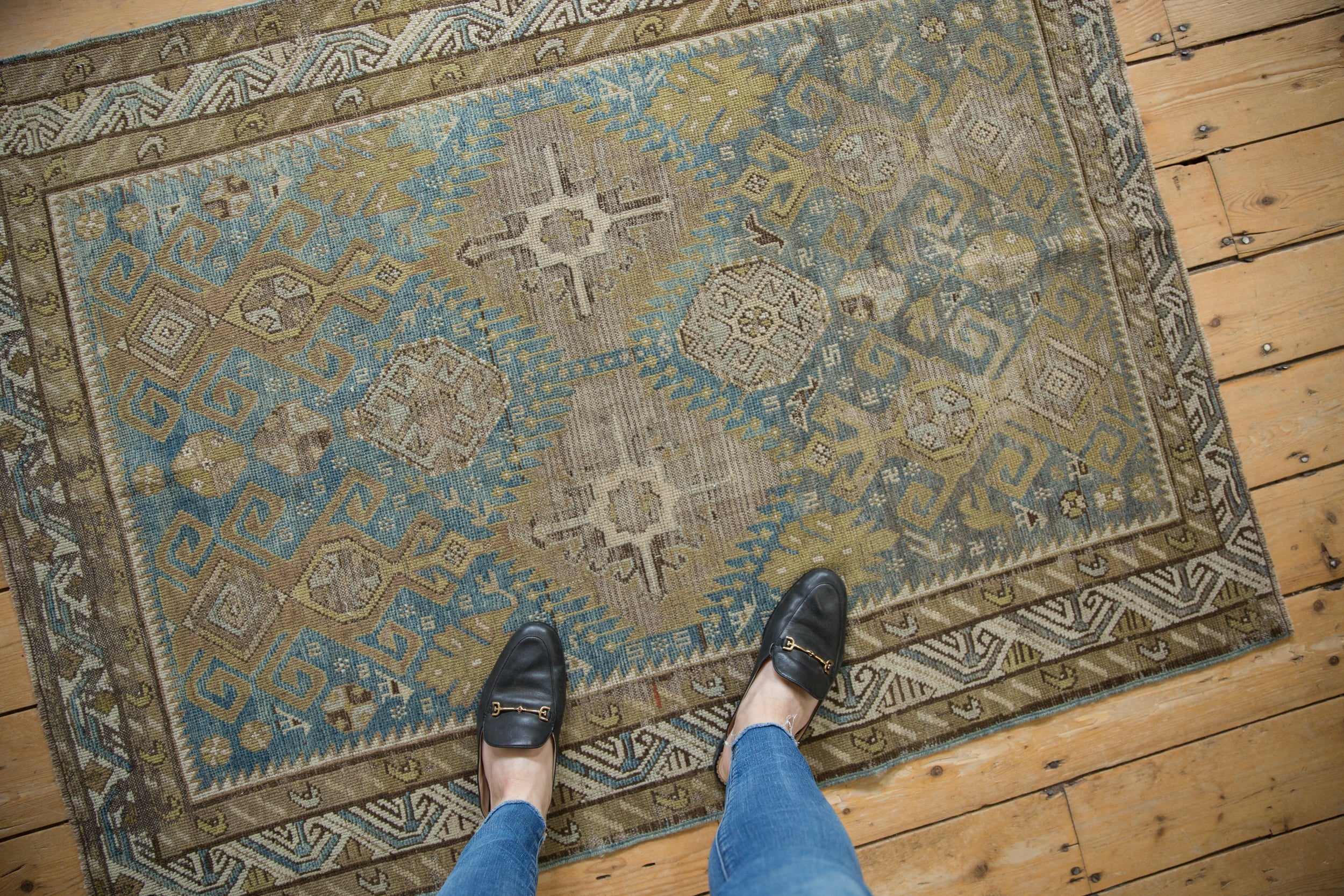 3.5x5 Antique Distressed Caucasian Rug // ONH Item ee004471 Image 1