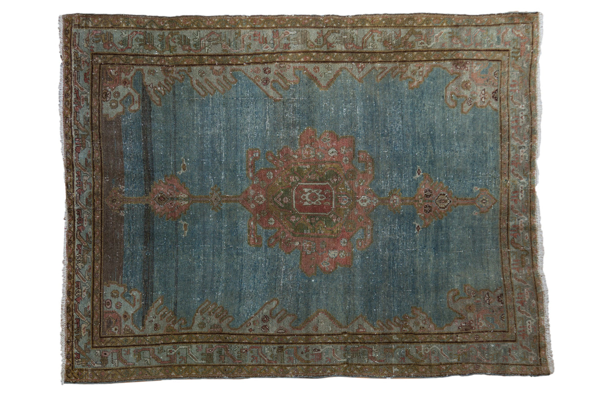 4.5x5.5 Vintage Fine Distressed Malayer Square Rug // ONH Item ee004487