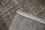 Backside foundation, knot head wear, and fringe of a vintage Hamadan runner.