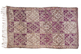 Vintage Moroccan Carpet with geometric guls and pinwheel motifs, violet purple, ivory, pale apricot.