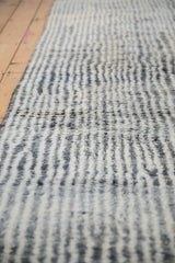 Abstract ivory and charcoal pattern on the textural pile of a Moroccan runner.