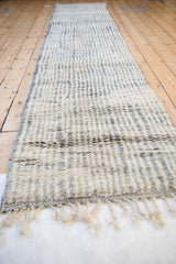 Ivory fringes with charcoal plain weave at the end of the Moroccan runner.