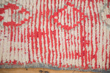 The woven foundation and knot heads on the reverse of a vintage Moroccan carpet.