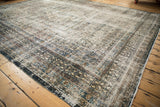 Vintage Distressed Bibikabad rug pile texture, revealing faded Herati design and blue crab border.