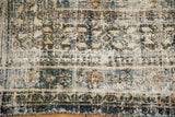 Distressed pile and exposed knot heads of the Bibikabad rug, revealing faded Herati patterns.