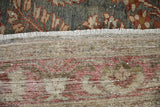 Tightly woven hand-knotted foundation and fringe of a vintage Persian Lilihan carpet.