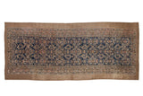 Antique Distressed Northwest Persian rug runner, cobalt blue Herati field, time-softened pile in blush, ivory, and camel tones, 5'7
