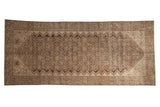 Antique Distressed Hamadan carpet, Herati field, Samovar border, deep brown, ivory, 5'10
