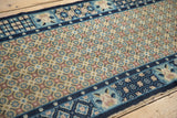 Hand knotted Vintage Peking runner with geometric blossoms in lattice and dusty mauve.