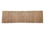 Distressed vintage Hamadan runner: dusty rose and green Herati pattern, Samovar border. 2'7