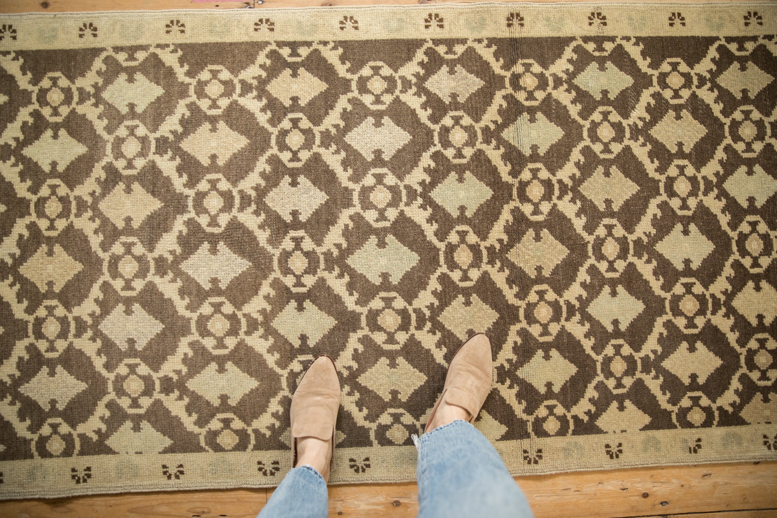 Vintage Distressed Oushak Rug Runner // ONH Item: ee004604, Image 1