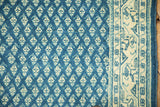 Vintage Mir Sarouk runner, sapphire blue distressed floral botehs and ivory vine border.