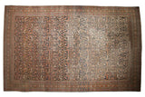 Antique Khorassan carpet, allover dragon arabesques, madder red, navy, and gold.