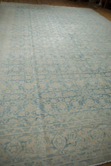 Textured pile showing faint foundation, powder blue Herati design on this vintage Mahal rug.