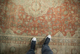 A view showing the low-pile texture and time-softened patina of this vintage distressed Kayseri carpet.