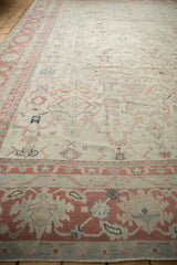 Low angle perspective of a distressed Anatolian carpet, emphasizing its softly worn texture.