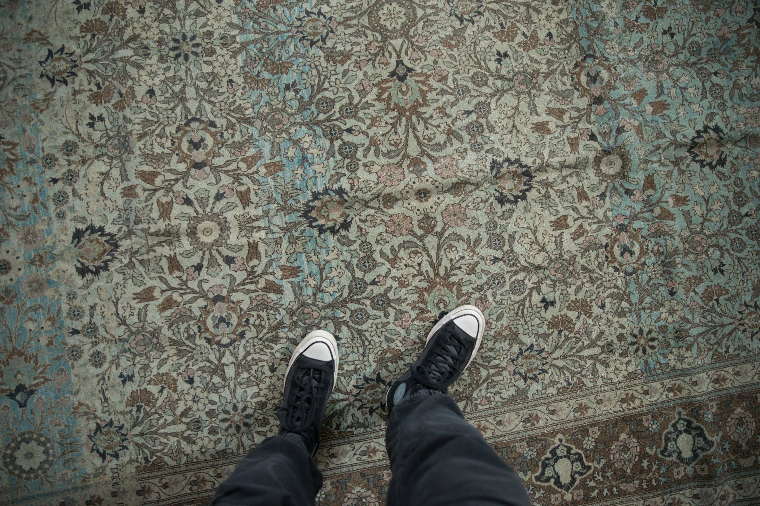 Vintage Fine Distressed Overdyed Qom Carpet // ONH Item: ee004645, Image 1