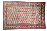 Vintage Baktiari carpet with allover floral bat design in brick red, cobalt blue, ivory. 7'6