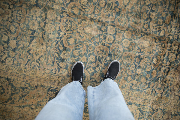 Vintage Distressed Tea Washed Meshed Carpet // ONH Item: ee004652, Image 1