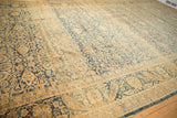 Vintage distressed Meshed carpet's intricate floral palmettes in cobalt and sand tones.