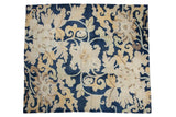 Vintage hand knotted Tibetan carpet, oversized floral palmette pattern on cobalt blue, 8'7