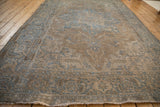 Distressed Souf weave border with intricate Samovar floral design in blues and beige.