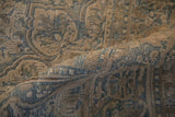 Distressed Indian Ahar carpet detail showing Souf weaving, three-dimensional blue and beige texture.