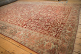 Vintage Heriz rug border showcasing dusty teal, blush, ivory Herati Turtle Samovar motifs.