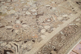Close-up of the even wear and low pile texture of a distressed Bibikabad carpet.