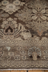 Close-up on the textured, even pile of a distressed Bibikabad in chocolate and platinum.