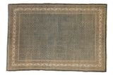 Vintage distressed Mir Sarouk rug with allover dusty teal and ivory boteh pattern, 6'10