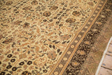 Intricate floral borders and low pile texture of a vintage Turkish Kaisary carpet.