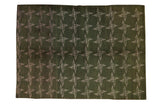 Vintage Sparta rug with deep green field and contrasting ivory pinwheel starburst pattern, 6' x 8'2