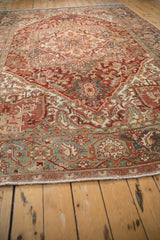 Distressed Heriz carpet border, Samovar Turtle motif, heavy abrashes, and fringe.