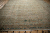 Antique distressed Yezd carpet border, delicate floral pattern, pale blue and dusty gold.